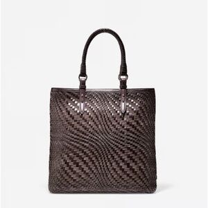 Cole Haan Genevieve Hand-Woven Brown Leather Tote